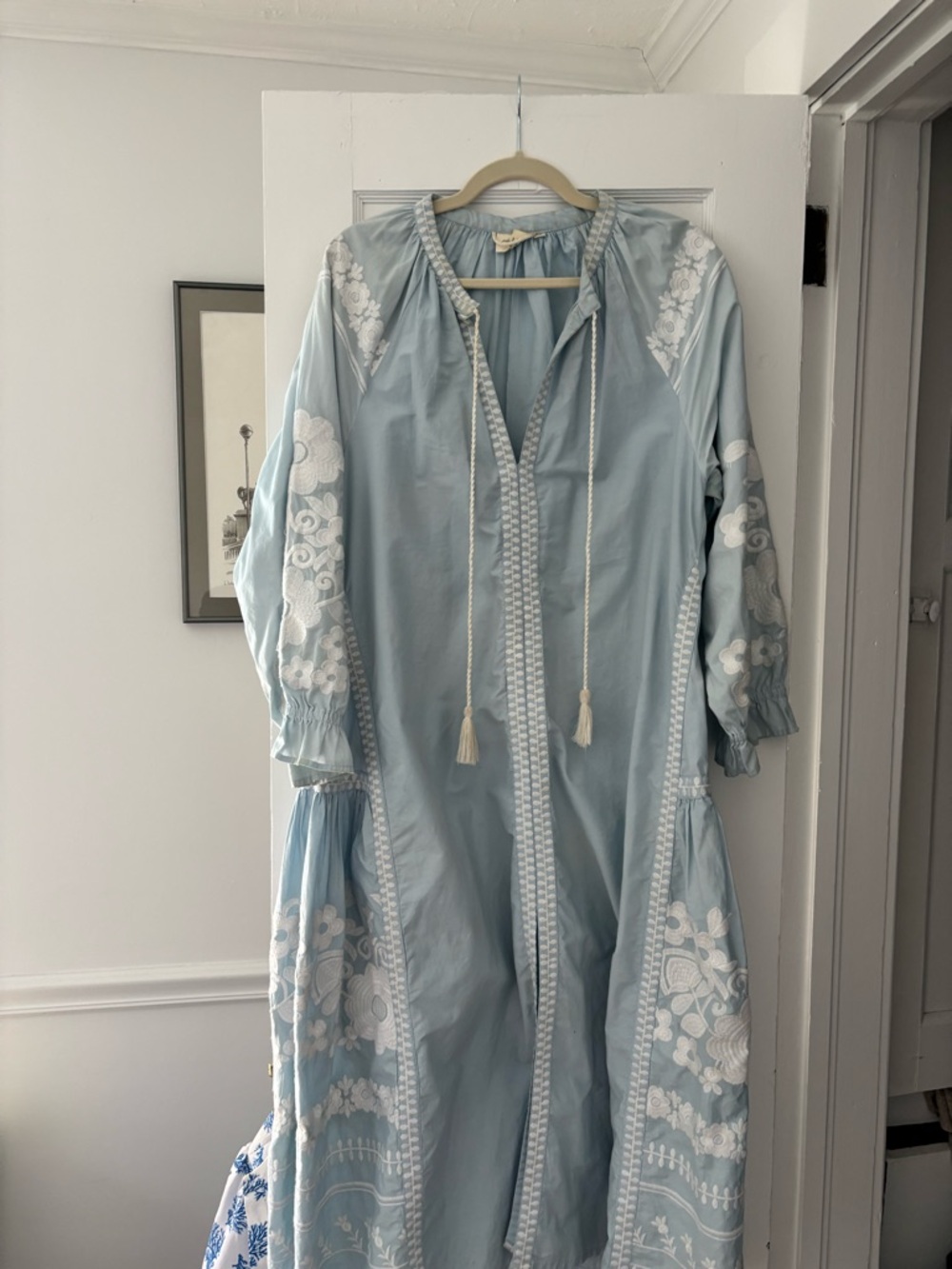 JULIA AMORY Nantucket Blue Coatue Caftan, XL. - Picture 2 of 6